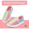 K KomForme Toddler Girls Boys Shoes Little Kids Slip on Canvas Sneakers for Running/Walking(Gradient Glitter)