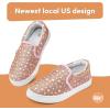 K KomForme Toddler Girls Boys Shoes Little Kids Slip on Canvas Sneakers for Running/Walking(Star Glitter)
