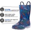 K KomForme Toddler Light Up Rain Boots Patterns and Glitter Rain Boots for Girls Boys with Handles,Blue Dinosaur Group,13