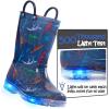 K KomForme Toddler Light Up Rain Boots Patterns and Glitter Rain Boots for Girls Boys with Handles,Blue Dinosaur Group,13