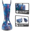 K KomForme Toddler Light Up Rain Boots Patterns and Glitter Rain Boots for Girls Boys with Handles,Blue Dinosaur Group,13