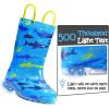 K KomForme Toddler Light Up Rain Boots Patterns and Glitter Rain Boots for Girls Boys with Handles,Blue shark,10