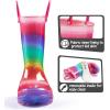 K KomForme Toddler Light Up Rain Boots Patterns and Glitter Rain Boots for Girls Boys with Handles,Rainbow Gradient,12