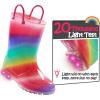 K KomForme Toddler Light Up Rain Boots Patterns and Glitter Rain Boots for Girls Boys with Handles,Rainbow Gradient,3