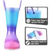 K KomForme Toddler Light Up Rain Boots for Girls Boys Waterproof Rain Boots with Handles Outdoors(A1 Blue Purple Gradient)