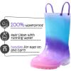K KomForme Toddler Light Up Rain Boots for Girls Boys Waterproof Rain Boots with Handles Outdoors(A1 Blue Purple Gradient)