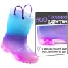 K KomForme Toddler Light Up Rain Boots for Girls Boys Waterproof Rain Boots with Handles Outdoors(A1 Blue Purple Gradient)