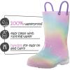 K KomForme Toddler Light Up Rain Boots for Girls Boys Waterproof Rain Boots with Handles Outdoors(Aurora Gradient)