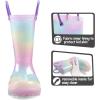 K KomForme Toddler Light Up Rain Boots for Girls Boys Waterproof Rain Boots with Handles Outdoors(Aurora Gradient)