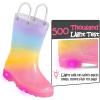 K KomForme Toddler Light Up Rain Boots for Girls Boys Waterproof Rain Boots with Handles Outdoors(Colorful Gradient)