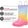 K KomForme Toddler Light Up Rain Boots for Girls Boys Waterproof Rain Boots with Handles Outdoors(Colorful Gradient)