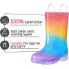 K KomForme Toddler Light Up Rain Boots for Girls Boys Waterproof Rain Boots with Handles Outdoors(Gradient Orange Blue)