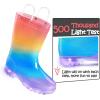 K KomForme Toddler Light Up Rain Boots for Girls Boys Waterproof Rain Boots with Handles Outdoors(Gradient Orange Blue)
