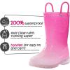 K KomForme Toddler Light Up Rain Boots for Girls Boys Waterproof Rain Boots with Handles Outdoors(Gradient Pink)
