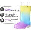 K KomForme Toddler Light Up Rain Boots for Girls Boys Waterproof Rain Boots with Handles Outdoors(Gradient Yellow Purple)