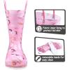 K KomForme Toddler Light Up Rain Boots for Girls Boys Waterproof Rain Boots with Handles Outdoors(Pink Unicorn 2)