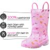 K KomForme Toddler Light Up Rain Boots for Girls Boys Waterproof Rain Boots with Handles Outdoors(Pink Unicorn 2)