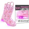 K KomForme Toddler Light Up Rain Boots for Girls Boys Waterproof Rain Boots with Handles Outdoors(Pink Unicorn 2)