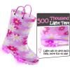 K KomForme Toddler Light Up Rain Boots for Girls Boys Waterproof Rain Boots with Handles Outdoors(Purple Flower)