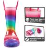 K KomForme Toddler Light Up Rain Boots for Girls Boys Waterproof Rain Boots with Handles Outdoors(Shimmer Rainbow)