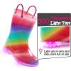 K KomForme Toddler Light Up Rain Boots for Girls Boys Waterproof Rain Boots with Handles Outdoors(Shimmer Rainbow)