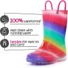 K KomForme Toddler Light Up Rain Boots for Girls Boys Waterproof Rain Boots with Handles Outdoors(Shimmer Rainbow)