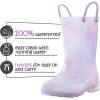 K KomForme Toddler Light Up Rain Boots for Girls Boys Waterproof Rain Boots with Handles Outdoors(Starry Sky Gradient)