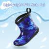 K KomForme Toddler Rain Boots Baby Easy-on Rain Shoes Lightweight Waterproof for Boys and Girls(Blue Dinosaur)