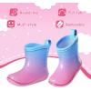 K KomForme Toddler Rain Boots Baby Easy-on Rain Shoes Lightweight Waterproof for Boys and Girls(Blue Pink Gradient)
