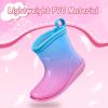 K KomForme Toddler Rain Boots Baby Easy-on Rain Shoes Lightweight Waterproof for Boys and Girls(Blue Pink Gradient)