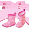 K KomForme Toddler Rain Boots Baby Easy-on Rain Shoes Lightweight Waterproof for Boys and Girls(Light Pink Unicorn)