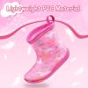 K KomForme Toddler Rain Boots Baby Easy-on Rain Shoes Lightweight Waterproof for Boys and Girls(Light Pink Unicorn)