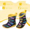 K KomForme Toddler Rain Boots Baby Easy-on Rain Shoes Lightweight Waterproof for Boys and Girls(Yellow Dinosaur)