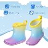 K KomForme Toddler Rain Boots Baby Easy-on Rain Shoes Lightweight Waterproof for Boys and Girls(Yellow Purple Gradient)