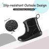 K KomForme Toddler Rain Boots Baby Easy-on Rain Shoes for Boys and Girls Waterproof Lightweight Outdoor(Black)