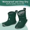 K KomForme Toddler Rain Boots Baby Easy-on Rain Shoes for Boys and Girls Waterproof Lightweight Outdoor(Dark Green)