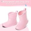 K KomForme Toddler Rain Boots Baby Easy-on Rain Shoes for Boys and Girls Waterproof Lightweight Outdoor(Pink)