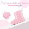 K KomForme Toddler Rain Boots Baby Easy-on Rain Shoes for Boys and Girls Waterproof Lightweight Outdoor(Pink)