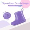 K KomForme Toddler Rain Boots Baby Easy-on Rain Shoes for Boys and Girls Waterproof Lightweight Outdoor(Purple)