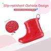 K KomForme Toddler Rain Boots Baby Easy-on Rain Shoes for Boys and Girls Waterproof Lightweight Outdoor(Red)