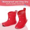 K KomForme Toddler Rain Boots Baby Easy-on Rain Shoes for Boys and Girls Waterproof Lightweight Outdoor(Red)
