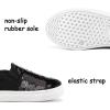 K KomForme Toddler Slip on Sneakers Girls Sparkle Sequins Canvas Walking Shoes(Black)