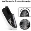 K KomForme Toddler Slip on Sneakers Girls Sparkle Sequins Canvas Walking Shoes(Black)