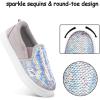 K KomForme Toddler Slip on Sneakers Girls Sparkle Sequins Canvas Walking Shoes(Grey Colorful)