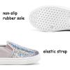 K KomForme Toddler Slip on Sneakers Girls Sparkle Sequins Canvas Walking Shoes(Grey Colorful)