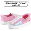 K KomForme Toddler Slip on Sneakers Girls Sparkle Sequins Canvas Walking Shoes(Pink)