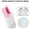 K KomForme Toddler Slip on Sneakers Girls Sparkle Sequins Canvas Walking Shoes(Pink)