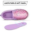K KomForme Toddler Slip on Sneakers Girls Sparkle Sequins Canvas Walking Shoes(Purple)