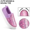K KomForme Toddler Slip on Sneakers Girls Sparkle Sequins Canvas Walking Shoes(Purple)