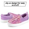 K KomForme Toddler Slip on Sneakers Girls Sparkle Sequins Canvas Walking Shoes(Purple)